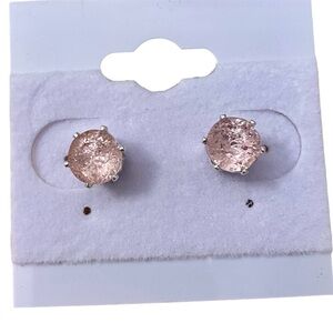 Light Rose Ice Pink Stud Earrings Made with Swarovski Crystals Silver Overlay